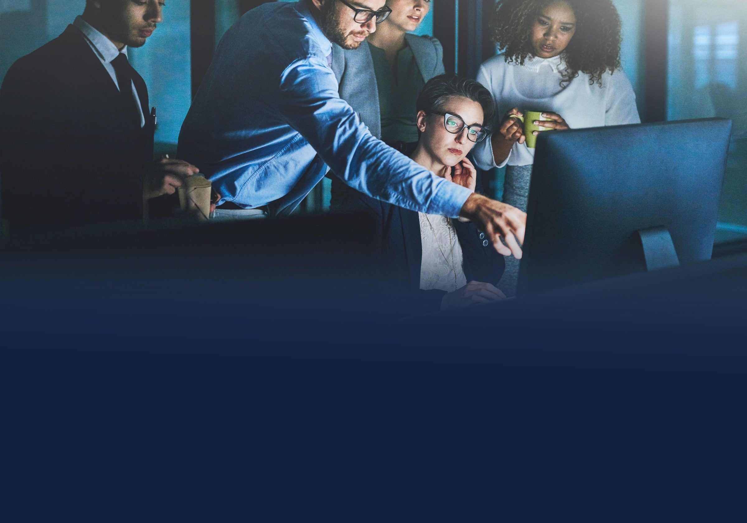 A development team reviewing code together on screen